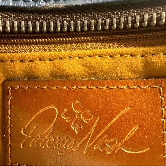 Patricia Nash Safflower Blue Leather Satchel Rienzo Italian Pheasant New - Picture 13 of 14